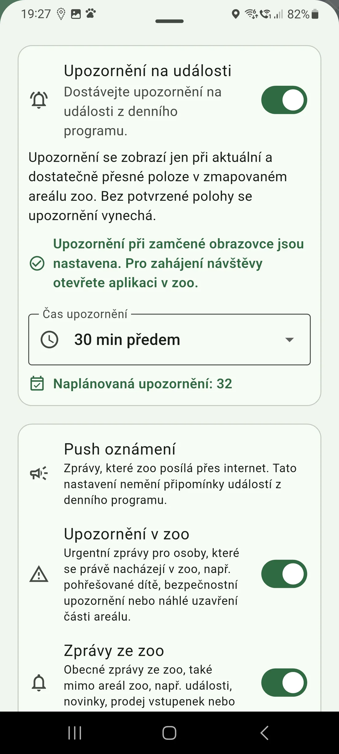 Nastavení připomínek a oznámení
